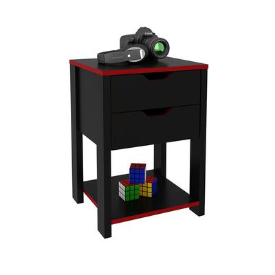 Atlaz Storage Cabinet with 2 Drawers - Red/Black - With 2-Year Warranty