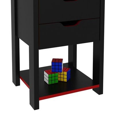 Atlaz Storage Cabinet with 2 Drawers - Red/Black - With 2-Year Warranty