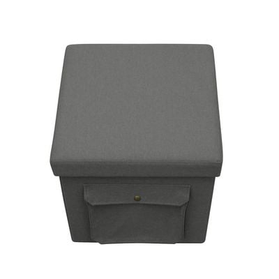 Panny Folding Storage Ottoman with Side Pockets - Grey