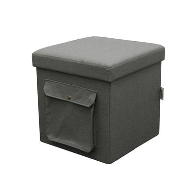 Panny Folding Storage Ottoman with Side Pockets - Grey