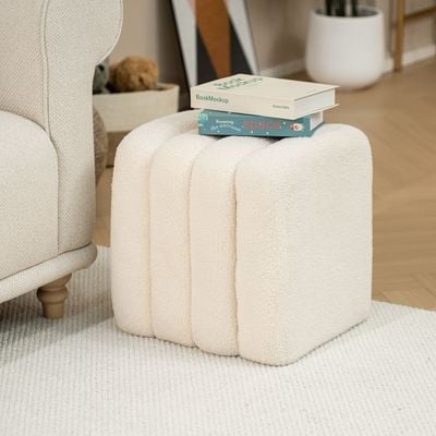 Odin Square Ottoman - Cream - With 2-Year Warranty