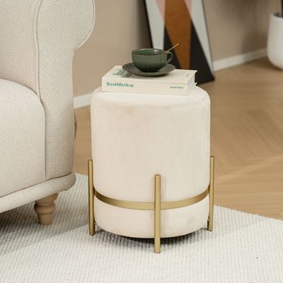 Riley Round Ottoman Beige With 2 Year Warranty
