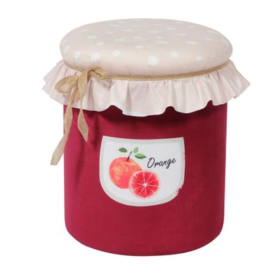 Truzer Round Ottoman - Beige/Maroon - With 2-Year Warranty