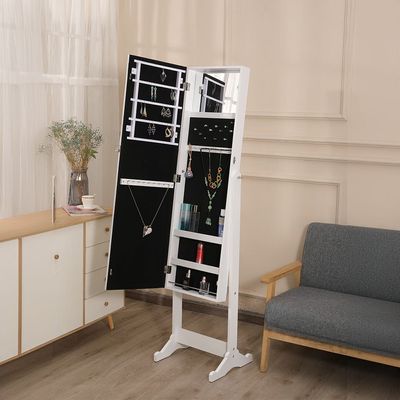 Casias Free- Standing Jewelry Cabinet with Mirror - White - With 2-Year Warranty