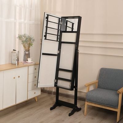 Mirveta Free-Standing Jewelry Cabinet with Mirror - Black - With 2-Year Warranty