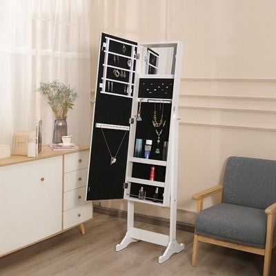 Maura Free-Standing Jewelry Cabinet with Mirror - White - With 2-Year Warranty