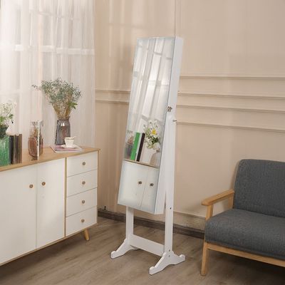 Maura Free-Standing Jewelry Cabinet with Mirror - White - With 2-Year Warranty