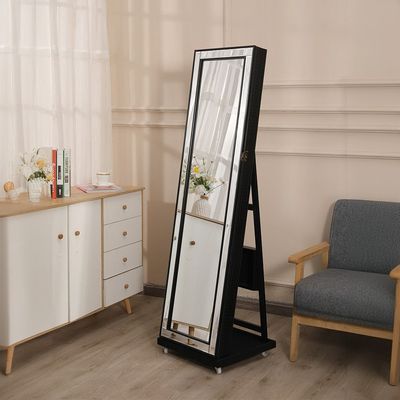 Velan Free-Standing Jewelry Cabinet with Mirror - Black - With 2-Year Warranty