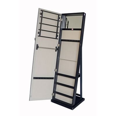 Velan Free-Standing Jewelry Cabinet with Mirror - Black - With 2-Year Warranty