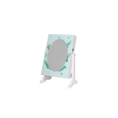 Nyila Small Jewelry Cabinet with Mirror- White/Green - With 2-Year Warranty