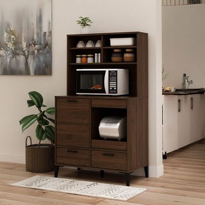 Dakar Multipurpose Cabinet W/ Hutch - Brown/ Walnut