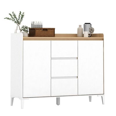 Estonia Multipurpose Cabinet 2 Doors & 3 Drawers - White/Oak - With 2-Year Warranty