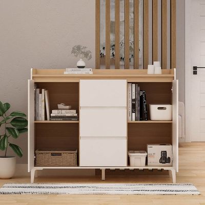 Estonia Multipurpose Cabinet 2 Doors & 3 Drawers - White/Oak - With 2-Year Warranty