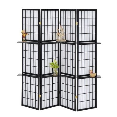 Leynor 4 Panel Divider w/  Shelves - Black / White