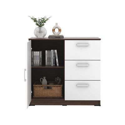 Alba Multipurpose Cabinet w/ 1 Door and 3 Drawers - Walnut/White