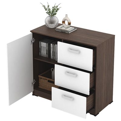 Alba Multipurpose Cabinet w/ 1 Door and 3 Drawers - Walnut/White
