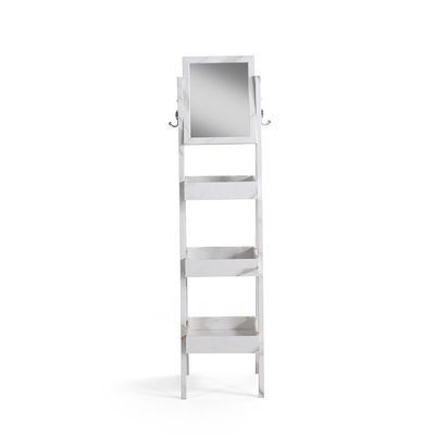 Wasser 3 Layer Storage Tray with Mirror - White/Grey