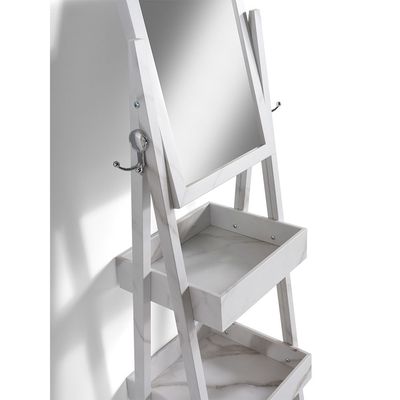Wasser 3 Layer Storage Tray with Mirror - White/Grey