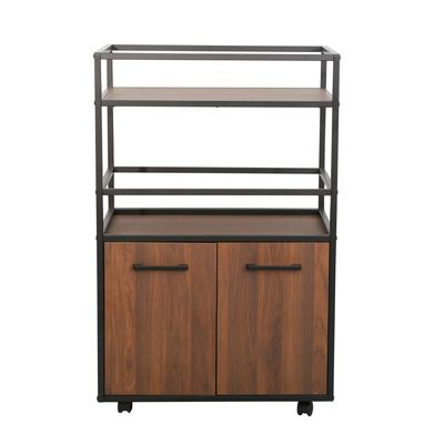 Luker 2 Door Multipurpose Cabinet W/Open Shelves -Walnut/Black