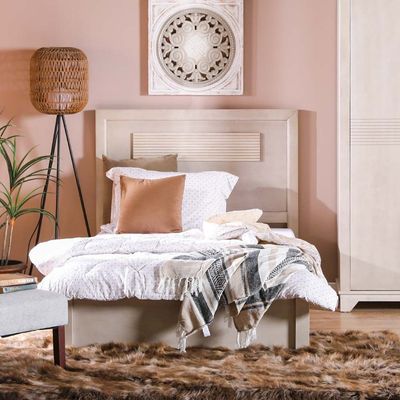 Ryan 120X200 Single Bed - White Washed