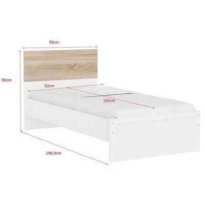 Aurora 90X190 Single Bed - White / Natural Oak