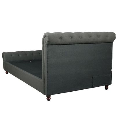Oxford 120X200 Rolled-Top Sleigh Single Bed - Charcoal