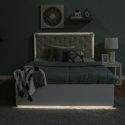 سرير بمقاس مفرد من جينكو 120x200 سم - أبيض غير لامع / ذهبي