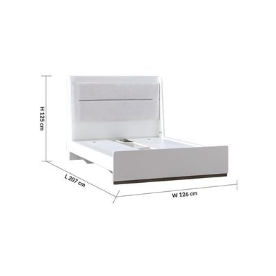 Eliza 120X200 Single Bed - Matte White / Oak