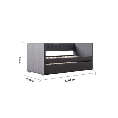 Dayle Single Bed + Pull Out Bed - Dark Grey