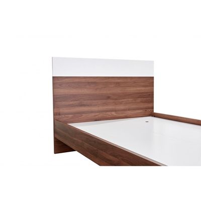 New Allano 120x200 Single Bed - Dark Walnut/White - With 2-Year Warranty