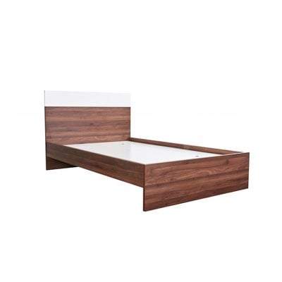 New Allano 120x200 Single Bed - Dark Walnut/White - With 2-Year Warranty