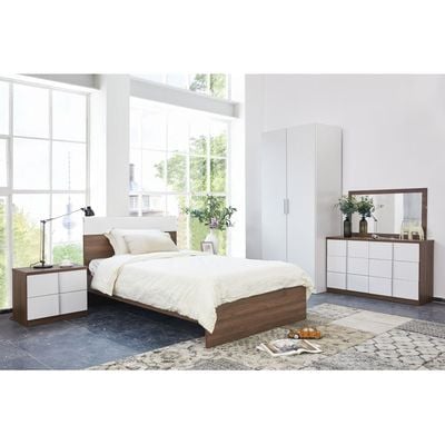 New Allano 120x200 Single Bed - Dark Walnut/White - With 2-Year Warranty