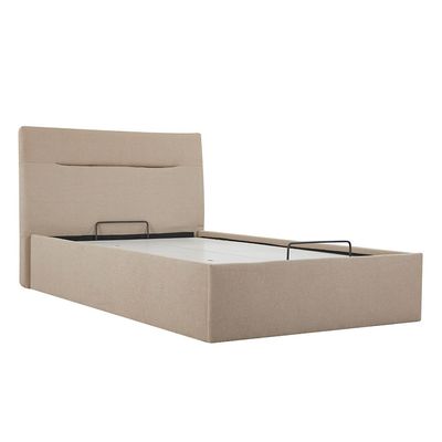 Hendrix 120x200 Young Single Bed with Hydraulic Storage - Taupe - With 2-Year Warranty