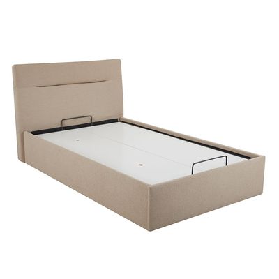 Hendrix 120x200 Young Single Bed with Hydraulic Storage - Taupe - With 2-Year Warranty