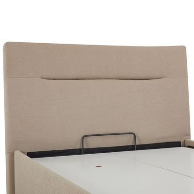 Hendrix 120x200 Young Single Bed with Hydraulic Storage - Taupe - With 2-Year Warranty