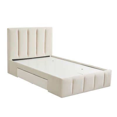 Vista 120x200 Teen Single Bed with Drawers - Light Beige - With 2-Year Warranty