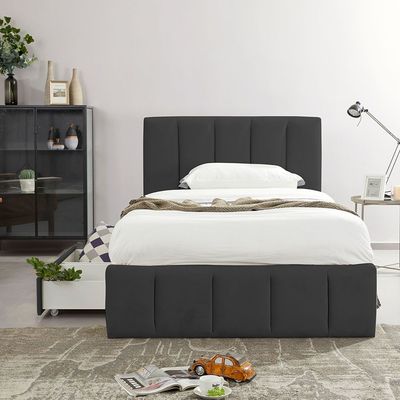 Vista 120x200 Teen Single Bed with Drawers - Black - With 2-Year Warranty