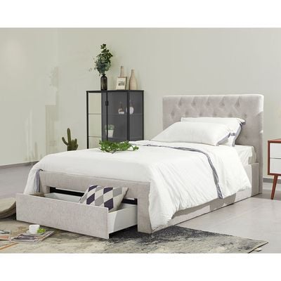 Bacia 120x200 Teen Bed with 1 Front Drawer - Light Grey - With 2-Year Warranty