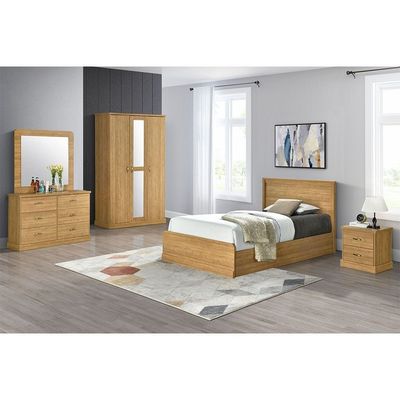 Zirco Single Bedroom Set - Brown Oak - With 2-Year Warranty