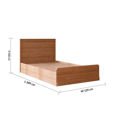 Zirco 120x200 Single Bed with Storage - Brown Oak - With 2-Year Warranty