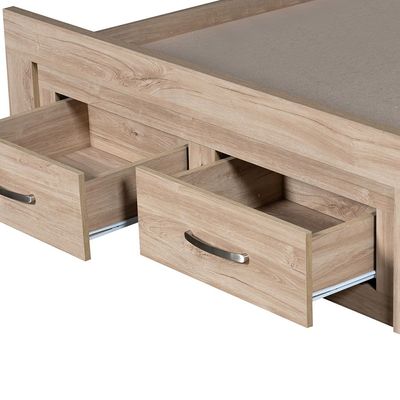 Bolivar 120x200 Single Bed with 2 Front Drawers - Vintage oak - With 2-Year Warranty