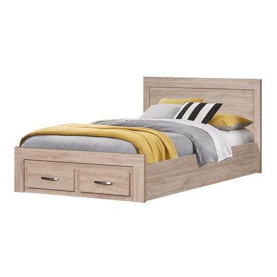 Bolivar 120x200 Single Bed with 2 Front Drawers - Vintage oak - With 2-Year Warranty