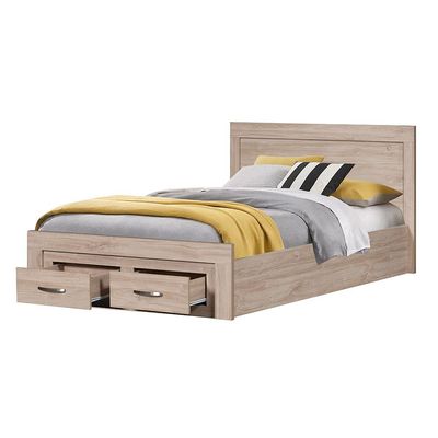 Bolivar 120x200 Single Bed with 2 Front Drawers - Vintage oak - With 2-Year Warranty