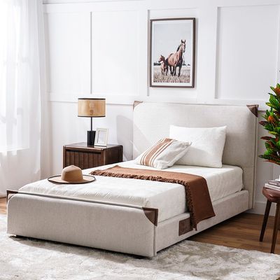 Adamantin 120x200 Single Bed - Beige - With 2-Year Warranty