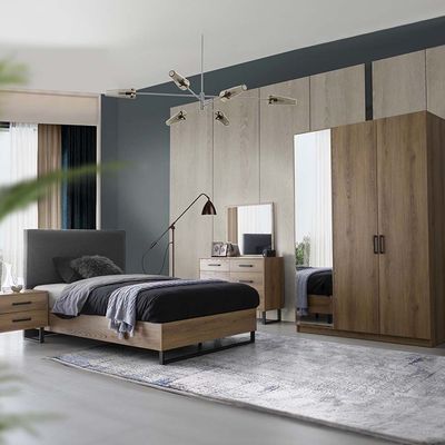 Norden 120x200 Single Bed - Dark Grey/African Walnut - With 2-Year Warranty