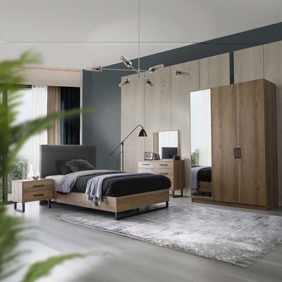 Norden 90x190 Single Bed - Dark Grey/African Walnut - With 2-Year Warranty