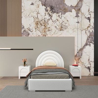 Calm 120 X 200 Upholstered Single Bed- Cream