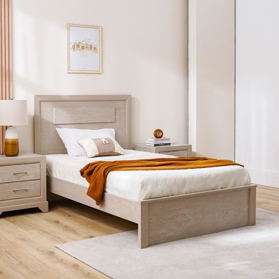 Ryan 120x200 Single Bed - Antique Grey Ash Veneer - With 2-Year Warranty