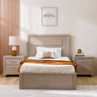 Ryan 120x200 Single Bed - Antique Grey Ash Veneer - With 2-Year Warranty