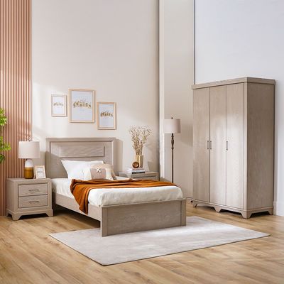 Ryan 120x200 Single Bed - Antique Grey Ash Veneer - With 2-Year Warranty